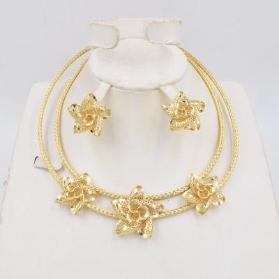 China New Design CLASSIC Italian Division Cut Flower Necklace Earrings For Party Dress Women's Wedding Wear Jewelry NT0237 for sale