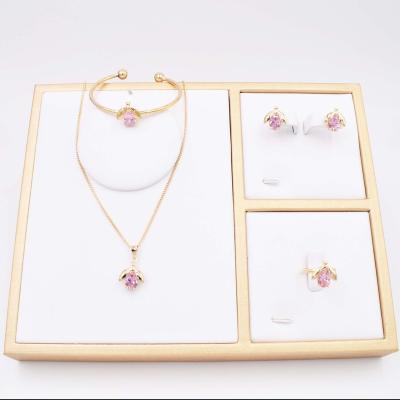 China CLASSIC 18K Gold Plated Cute Bug With Pink Zircon 4 Piece Kids Jewelry BB0005 for sale