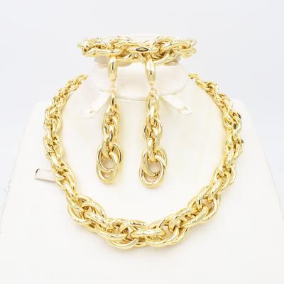 China CLASSIC Fine Jewelry for Wedding Dubai Gold Plating Women Jewelry Set Classic Gold Ring Gift Necklace Earring NT0267 for sale