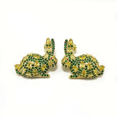 China Luxury TRENDY 18K Gold Color Rabbit Garland Stud Earring For Women Accessories Full Zircon Earring moda de mujer de pendientes for sale