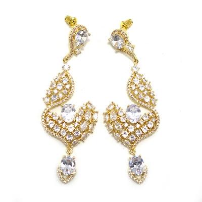 China FASHIONABLE Luxury Irregular Multicolor Zircon Earrings African Wedding Dubai Jewelry Women Gifts for sale