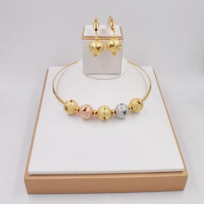 China CLASSIC high quality mixed color star ball jewelry set fashion Dubai necklace earrings set for wedding NT0094 for sale