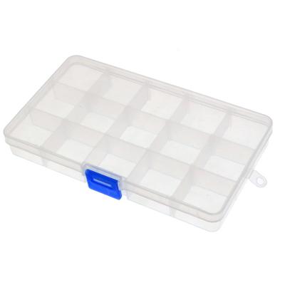 China 15 Grid Viable Clear Plastic Jewelry Organizer Earring Container Divider Storage Box For Small Fish Hook Tool Accessories for sale