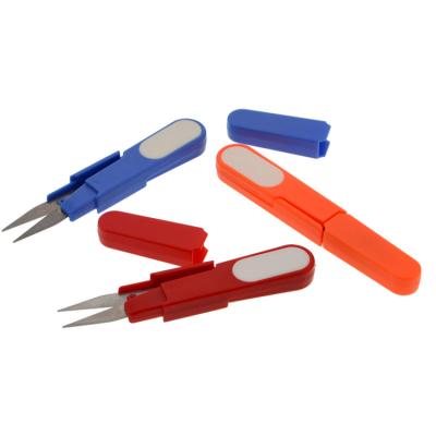 China Fabric /Sewing Shears Plastic Creative Household To Chat Small Thread Cutter Cover U Shaped Scissors for sale