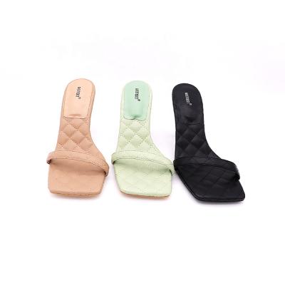 China Fashion Trend Customized Breathable Comfortable Liner Thin Ladies Slippers Open-Toe Square-toe Slippers Women Single-Layer Slippers for sale