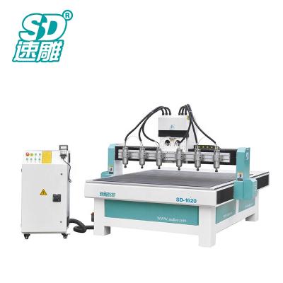 China Hotels Processing and Forming Convenient 6 Heads Engrave CNC Router 1620 for Carving Density Wood Board Acrylic PVC for sale