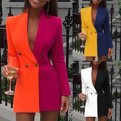 China 2021 New Bright Block Office Career Anti-Shrink Color Long Sleeve Trending Stylish Blazer For Women for sale