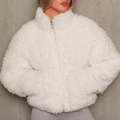 China Autumn And Winter New Plush Viable Cardigan Women's Short Jacket 2021 Plus Size Winter Fashion Lambswool Coat for sale