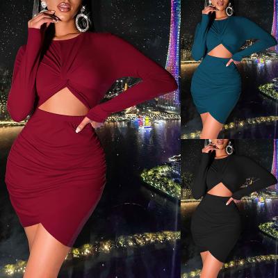 China 2021 New Arrivals New Arrivals Elegant Slit Mini Women Clothing Bodycon Dresses Autumn Long Sleeve Breathable Women's Clothing for sale