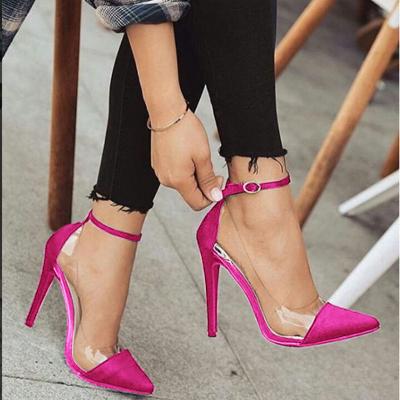 China 2022 Fashion Trend Summer New Toe Color Matching Transparent Pointed Stiletto High Heels Choose Shoes Women's Heeled Sandals for sale