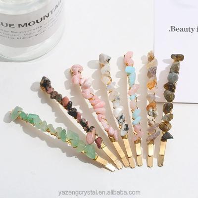 China New Free Geographic Hair Jewelry Beads Natural Crystal Stone Hair Clips For Women Girl Wedding Gifts Cute Shiny Quartz Hair Pin for sale