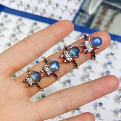 China Fashion Natural Crystal Healings Crystal Bead Polished Ring Gemstone Crystal Labradorite Ring Decoration for sale