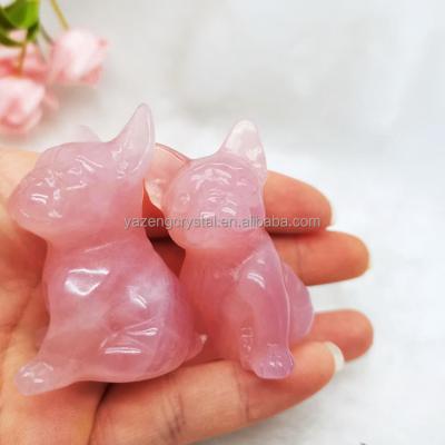 China China Crystal Carving Quartz dog rose quartz animal carvings hand carved fluorite shark rabbit for decoration for sale