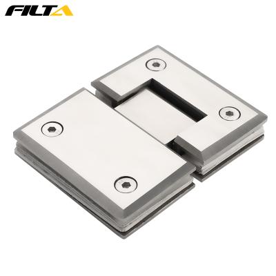 China Wall to Glass Hinge Filta 180 Degree Stainless Steel Bathroom Glass Hinge to Pivot Flange Shower Glass Circular Corner Hinge for sale