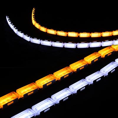 China Flexible Car Headlight Crystal Eyes Daytime Running Light LED DRL Turn Signal Yellow White Yellow Strip for sale