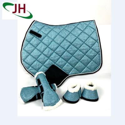 China Good Selling Shiny Multi Color Glitter Saddle Pad Set Durable Shiny Saddle Pad Set for sale