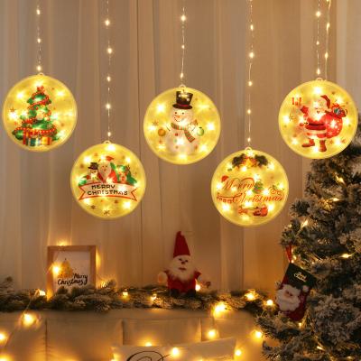 China Chirstmas Decor 5pcs Holiday Remote Control Curtain Lights Snowflke Santa Bedroom Window Lighting Decoration LED For Christmas for sale