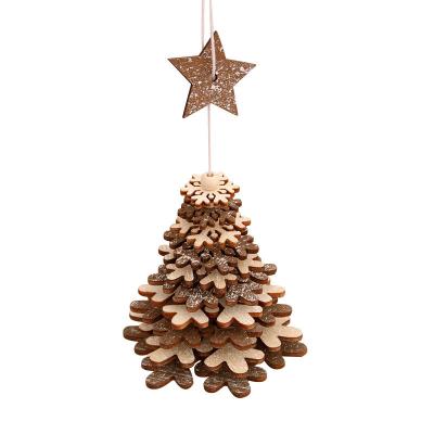 China Three-dimensional pendant Christmas tree Christmas tree wind bell wooden bell wooden decorations small pendant gift for sale