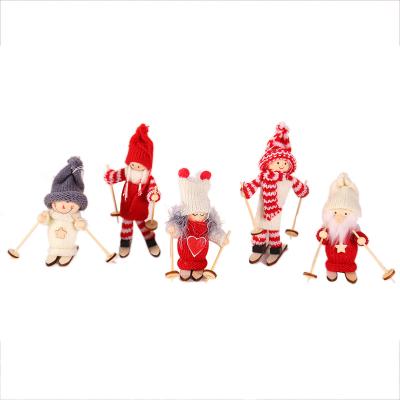 China Creative Christmas Ornament Christmas Decorations Christmas Ornaments Ski Doll Christmas Tree Pendant Wooden Mini Doll for sale