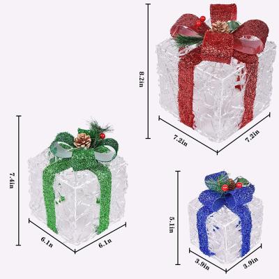 China Christamas Decoration 3 Pcs LED Christmas Gift Box Light Christmas Party Decorations Luxury Gift Box Accessories 2021 for sale