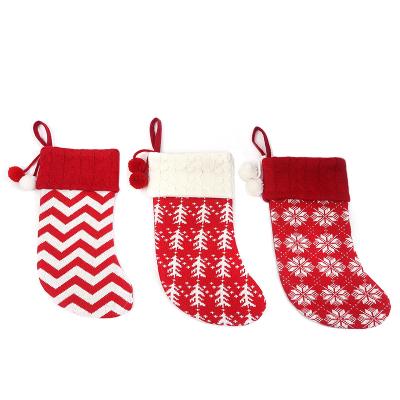 China Christmast Ornament Christmas Decoration Knitted Wool Christmas Stocking Christmas Tree Decorations Children's Gift Bag Candy Stockings for sale