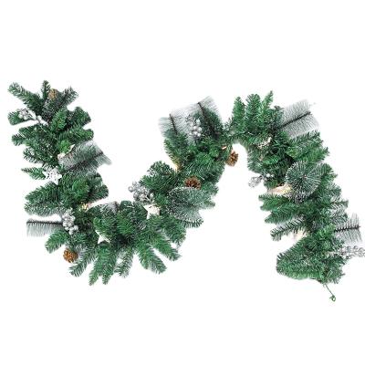 China Christamas Decoration Green PVC Christmas Decoration Rattan DIY Hotel Decoration 1.8m Christmas Rattan Wreath With Light for sale