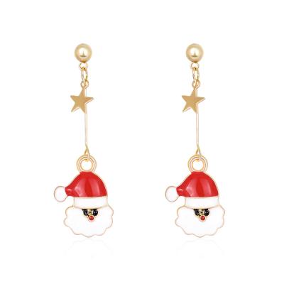 China Women's Earrings 2021 New Christmas Earrings Shape Cartoon Oil Drip Santa Earrings for sale