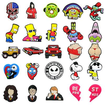 China Wholesale Hot Sale Amazon Classic Cartoon PVC Shoe Clog Charms For Clog Custom Fang Charms PVC Shoe Decoration Via DHL/Fedex for sale