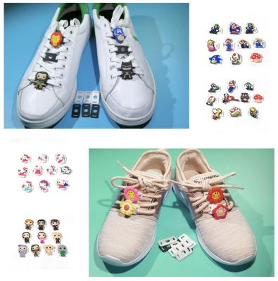 China 10pcs/set Cartoon Superheroes Lace Charms Lace Charms Sneakers Sports Black Or White Buckles Flowers Lace Charms Parts Accessories for sale