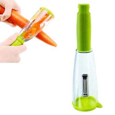 China Sustainable Household Multifunctional Storage Type Fruit Vegetable Paring Knife Peeler With Storage Box for sale