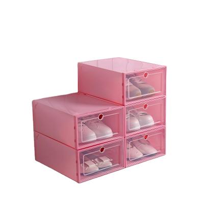 China Women's Adjustable Foldable Stackable Space Saving Manufacturers Plastic Shoes Storage Box Shoe Container (Waist) Organizer With Clear Lid for sale