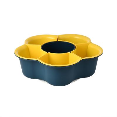 China Large Design Viable Plastic Hot Pot Rotating Flower Tray Drain Basket Kitchen Compartment Fruit And Vegetable Wash Basket for sale