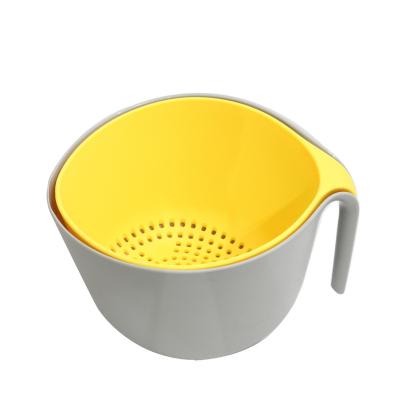 China Large Double-Layer Drain Sustainable Basket Kitchen Plastic Fruit Drain Basket Drain Basket for sale