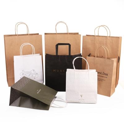 China Eco friendly Kraft Shopping Packaging Clothing Made Handl Recycle cutom logo craft food take away bread food paper bags à venda