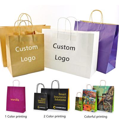 China Recycled biodegradable retail grocery shopping packaging custom made fast food take away clothes packaging kraft paper bag à venda