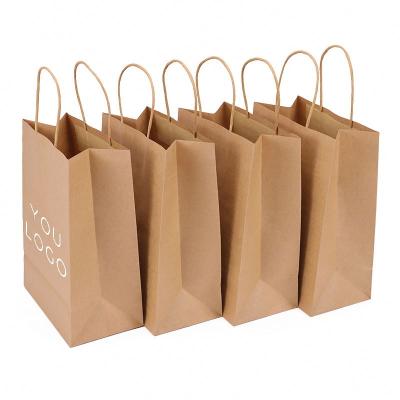 China Murah craft tote paper bags custom logo packing with hole handle pe liner seed lunch wine little medium brown bag en venta