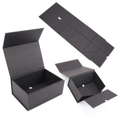 China Black Plain Printed Magnetic Closure Flap Elegant Bespoke Paper Cardboard Gift Boxes With Hinged Lid for sale