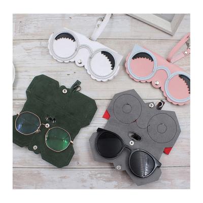 China 2021 New Fashion Durable Luxury Pu Eyewear Case Clip Cat Leather Sunglasses Pocket Cover Packaging For Girl for sale