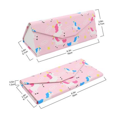 China Durable Custom Digital Printing Pink Triangle Folding Eyeglass Cases For Kids for sale