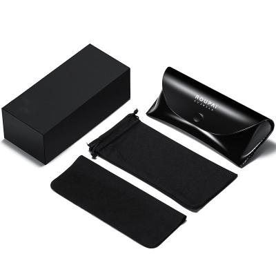 China Custom New Logo Leather Foldable PU Glasses Case Sunglasses Case Packaging Set for sale