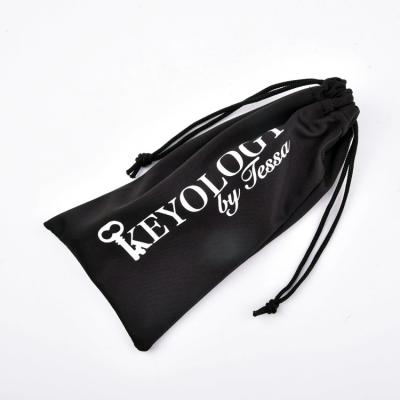 China Custom Microfiber Logo Polyester Oversized Sunglass Drawstring Pouch, Drawstring Glasses Bag With Logo for sale