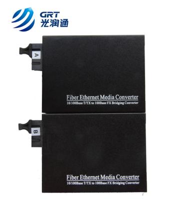 China Fast Ethernet 10/100M fiber to ethernet single fiber 10km SC Optic Media Converter for sale