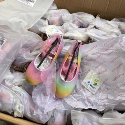 China New High Quality Anti Slippery Rainbow Custom For Kids Girls Flat Shoes for sale