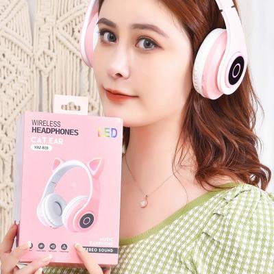 China B39 Cute Wireless Gaming Headphones Cat Ear Earphone With LED Light Earphone Support TF Card Gaming Headset For Kids for sale