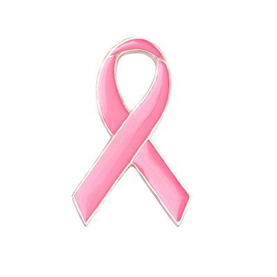 China Europe Factory Pink Breast Cancer Awareness Ribbon Badge Metal Pins for sale