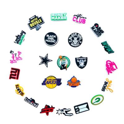 China Clog Submersible Team Charms Clog Pvc Plane Shoes Accessories New Trend Charm 2021 Lakers Croc Teeth Miami Heat Basketball Shoe for sale