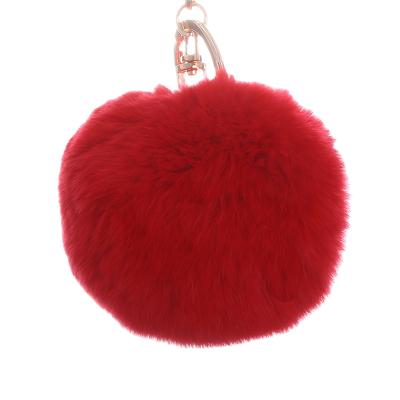 China New Puff Ball Promotions Faux Hairy Rabbit Fur Ball Pom Pom Keychain For Women And Pink Girls for sale