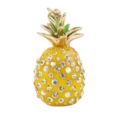 China Custom Cute Colorful Pineapple Metal Rhinestone Key Chain for sale