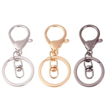 China New Arrival 30mm Key Ring Long 70mm Rhodium Plated Metal And Rose Gold Color Lobster Clasp Key Hook Chain Jewelry Heading To Key Chain for sale