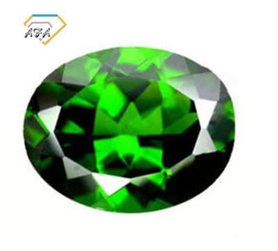 China Oval Green Chrome Diopside Gemstones For Pendants 6mm × 8mm 1.3 Carats for sale